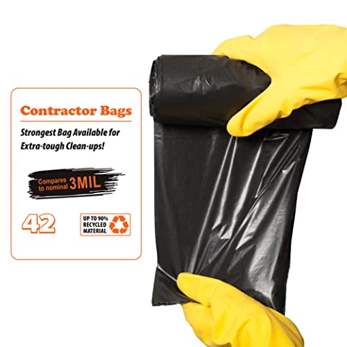 Contractor Garbage Bags 42 Gallon - Pack Of 20 Black 3 mil Strength Heavy Duty Trash Bags Garbage Bags, 32”X46” Heavy Duty Plastic Construction Contractor Bags - Trash Can Liners
