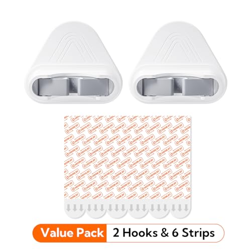 hookay 10lbs Broom and Mop Grippers, Damage-Free Hanging Wall Mount Broom Holder, No Tools Removable Hanging Organizer for home organization, Holds up to 10 lb, 2 Hangers and 6 Adhesive Strips - style: 2 Grippers, 6 Strips