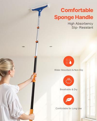 VEVOR Telescopic Extension Pole, 4-12 FT Multi-Purpose Extendable Pole, Sturdy Aluminum Alloy Paint Pole Extension with Flip-Lock Design, High Reach Roller Stick for Painting, Dusting and Cleaning - style: 4-12 FT