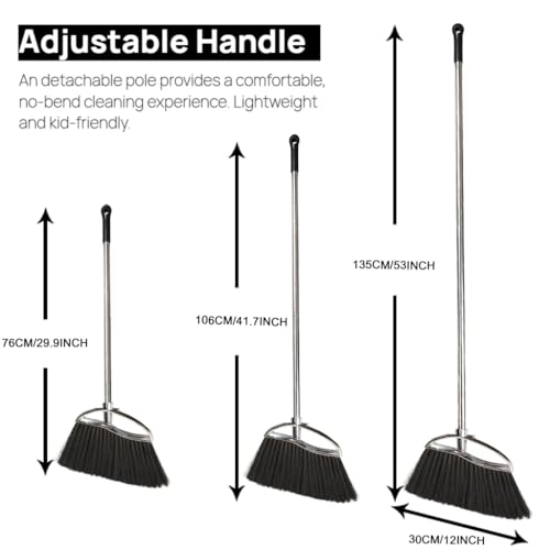 Indoor Soft Bristles Sweeping Broom,Long Handle Kitchen Angle Broom for Floor Cleaning Home Office Hardwood