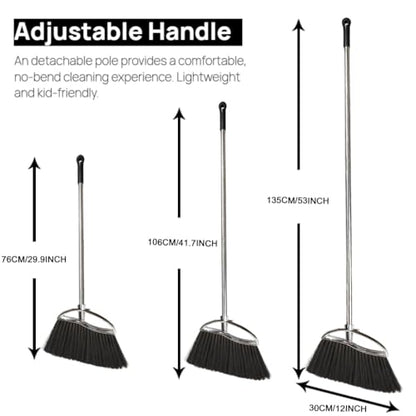 Indoor Soft Bristles Sweeping Broom,Long Handle Kitchen Angle Broom for Floor Cleaning Home Office Hardwood