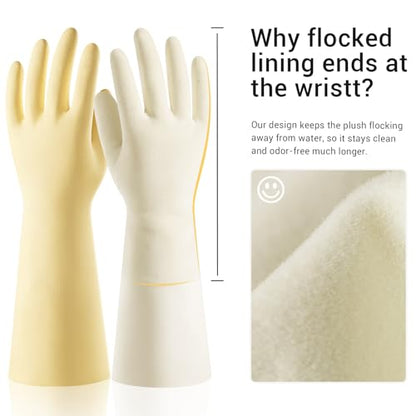 ThxToms 2 Pair Nitrile Dishwashing Cleaning Gloves,with Cotton Flocked Liner,Skin-Friendly & Anti-Slip Design,Y&P - size: Medium