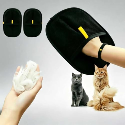 2-Pack Pet Hair Removal Glove – Reusable Pet Hair Remover for Dogs & Cats, Magic Brush Mitt for Couch, Furniture, Carpet, Car Seat & Clothing,8.27''*6.5''