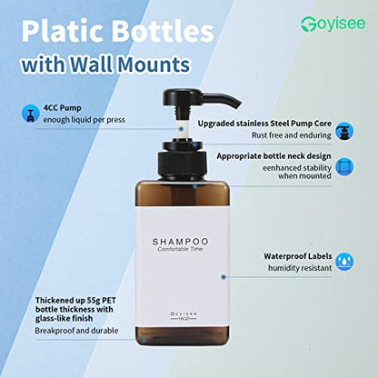 Plastic Refillable Hand Soap Dispenser Modern Square Pump Bottle for Bathroom Vanities or Kitchen Sink, Countertops - 3 Packs with Waterproof Label(Amber) - color: 3 Bottles-amber