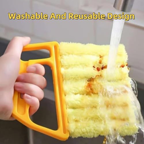 All-Purpose Washable Cleaning Brush – Blinds, Ac Vents & Window Tracks, Blind Cleaner Duster Tool, 7-Finger Microfiber Dusting Tool, Blind Cleaner Brush Set, for Home, Car, Ac, Sliding Doors (B) - color: B