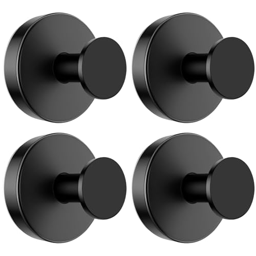 BKV Suction Cup Hooks for Glass Window,Removable Shower Hooks for Inside Shower,Metal Towel Hooks for Bathrooms,4 Pack(Black) | for Glass Window - color: Black, size: 4 Pack