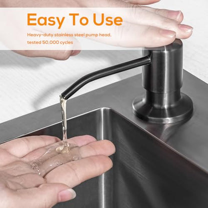 Soap Dispenser for Kitchen Sink, Lotion Dispenser for Kitchen Sink Stainless Steel Pump Head, with 17 Ounce Soap Bottle Refill from The Top,Soap Pump for Kitchen Sink Gun Metal - color: Gun Metal