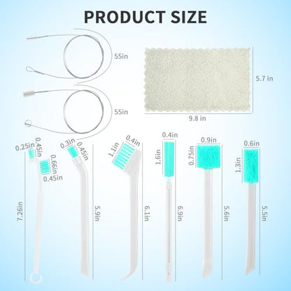 16 Pcs Ice Maker Machine Cleaning Brush Set Tools for Housekeeping, Humidifier Cleaning Brush, 2 Pcs 55 in Pipe Brushes Nylon Bristles with 12 Professional Crevice Clean Brushes for Household