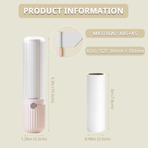 Compact Lint Roller with 150 Sheets - Portable Pet Hair Remover for Clothes, Furniture, Home & Travel - 1 Roller + 4 Refills (Pink) - color: Pink
