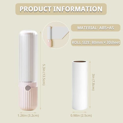 Compact Lint Roller with 150 Sheets - Portable Pet Hair Remover for Clothes, Furniture, Home & Travel - 1 Roller + 4 Refills (Pink) - color: Pink