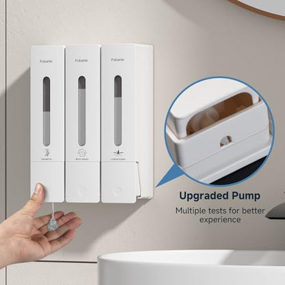 1984 Shower Soap Dispenser Bathroom Set Shampoo Conditioner Body Wash Dispenser Wall Mounted Shower Shampoo Dispenser 3 Chamber No Drill for Home Star Hotel 3 x 400ml White - color: White 3