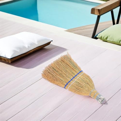 IMIKEYA Heavy Duty Outdoor Whisk Broom with Hanging Loop, Straw Cleaning Brush for Courtyard and Garage Sweeping, Portable Handheld Patio Sweeper for Leaves and Debris Removal