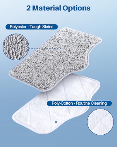LABIGO Steam Mop Replacement Pads - 6 Pack Machine Washable Microfiber Cloths, Reusable Carpet Cleaning Pads - color: Grey and White