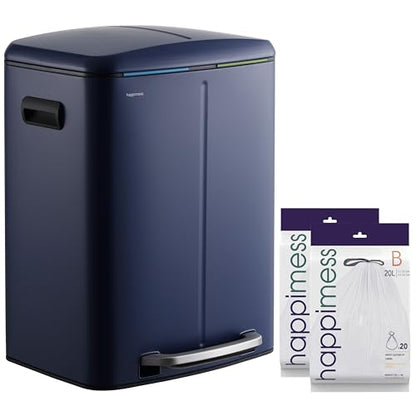 happimess HPM1005J Marco Rectangular 10.6-Gallon Double Bucket Trash Can with Soft-Close Lid, Denim Blue, Fingerprint Resistant, Modern, Minimalistic for Home, Kitchen, Office, Bedroom, Bathroom - color: Denim Blue