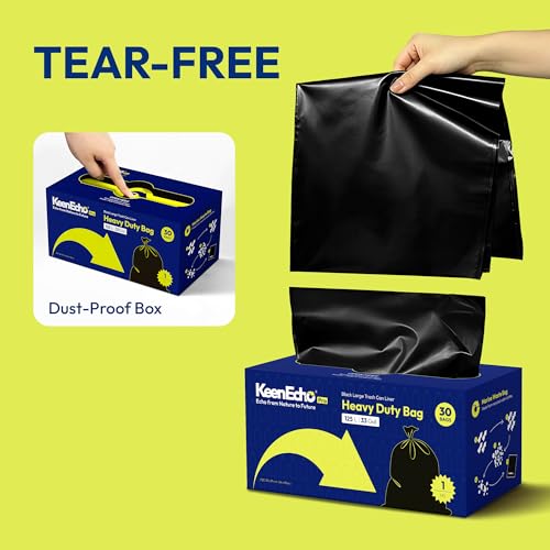 Heavy Duty Trash Bags 33 Gallon 30 Count, 1.0 Mil, Strong Black Garbage Bags, Leakproof Star Seal for Construction, Yard, Demolition Debris - color: 33Gal-30 bags