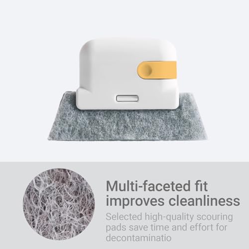 Magic Window Track Cleaner, Multifuction Window Groove Cleaning Brush with Replacement, Window Sliding Door Track Cleaner Household Use, Sliding Door, Track, Sill, Tile Lines, Shutter - color: Yellow