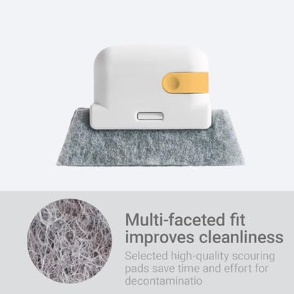 Magic Window Track Cleaner, Multifuction Window Groove Cleaning Brush with Replacement, Window Sliding Door Track Cleaner Household Use, Sliding Door, Track, Sill, Tile Lines, Shutter - color: Yellow