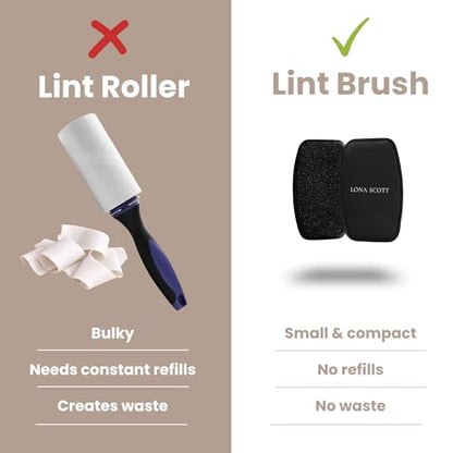Pocket Lint Brush x2, Reusable Lint Remover & Lint Roller for Clothes, Travel, Pet Hair Remover, Dust & Dandruff