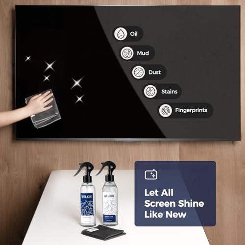 WELKIN Screen Cleaner Spray Kit (250ml + 250ml) - Cleaning Mist and Gel for TV, Laptop, Computer, Phone Touchscreen - 2 Sprayers, 1 Microfiber Cloth & 1 Glass Wipe Included - size: Gel+Mist Kit