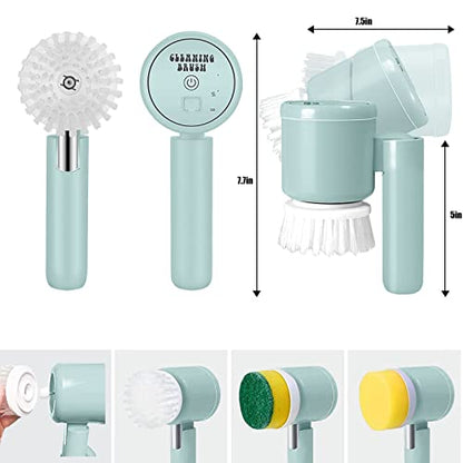Electric Spin Scrubber, 3-in-1 Cordless Rechargeable Shower Scrubber with 3 Replaceable Cleaning Brush Heads for Bathroom/Kitchen/Floor/Tile