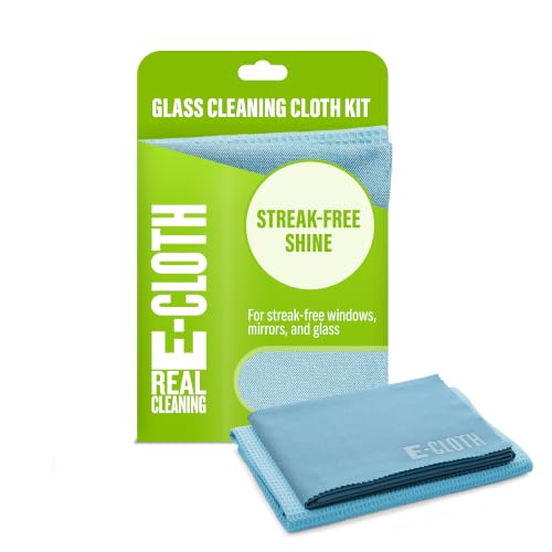 E-Cloth Microfiber Window Cleaning Cloth Kit - Glass Cleaning Cloth for Windows, Mirrors, Cars, Lenses, Eyeglasses, & More, Streak Free Clean, Machine Washable Reusable Towel - Alaskan Blue - color: Alaskan Blue, size: Retail Packaging