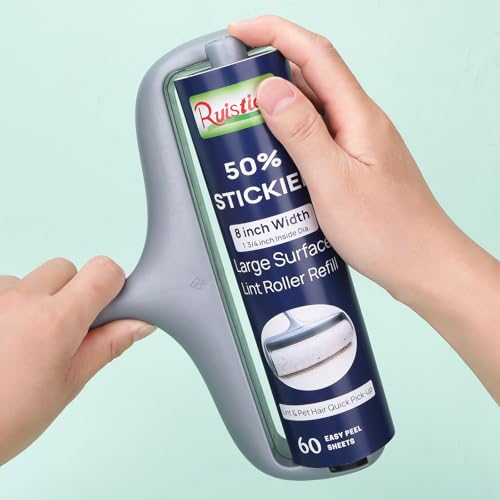 50% Stickier Large Surface Lint Roller Refill for Scotch-Brite Pet Hair Pickup Extra Sticky Large Lint Roller 8 inch Replacement Refills 6 Rolls, 60 Sheets per Refill, 360 Sheets Total - size: 6 Pack/360 Sheets