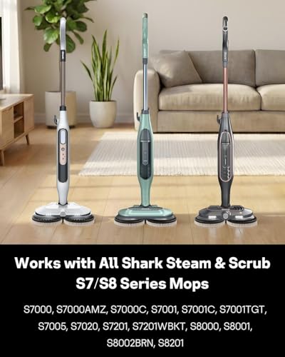 Leemone Steam & Scrub Mop Replacement Pads Kit for Shark S8001 S8201 S8002BRN S7001 S7201, Heavy Duty Scrub & Daily Clean Bundle, Washable Reusable (4 Brush Heads + 8 Microfiber Pads Refills) - color: S7000 (4+8)