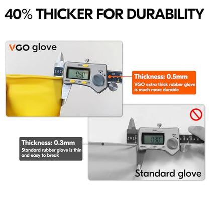 Vgo... 3-Pairs Reusable Household Gloves, Rubber Dishwashing gloves, Extra Thickness, Long Sleeves, Kitchen Cleaning, Working, Painting, Gardening, Pet Care (Size M, Yellow, HH4601) - color: 3 Pairs - Yellow, size: Medium