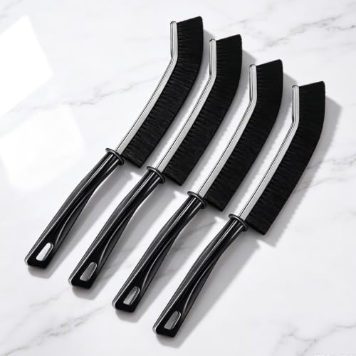 4pcs Crevice Cleaning Brush，Hard-Bristled Grout Brush, New Multifunctional Gap Cleaning Brush Tool，Dead Corners Brushes for Bathroom Kitchen Tiles Window Door Slots - color: Black-4pcs