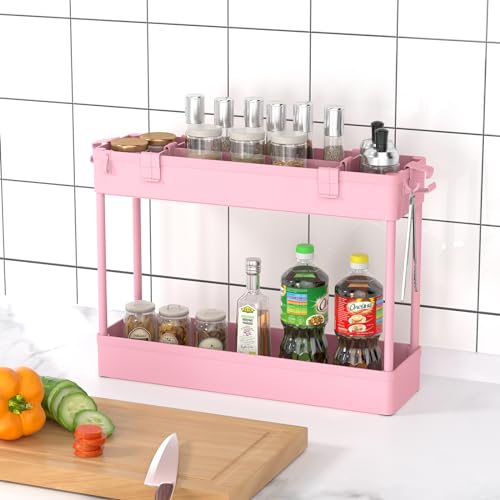 SPACELEAD Slim Storage Cart 3 Tier,Bathroom Organizer Rolling Utility,Mobile Shelving Unit Slide Out for Office, Kitchen, Laundry Room & Narrow Places,Pink - color: Pink