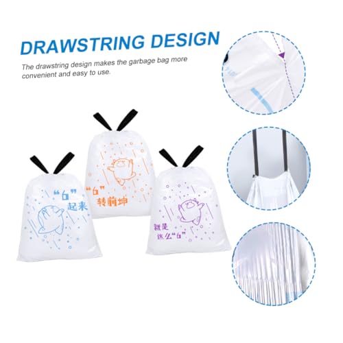 Thickened Kitchen Trash Bags with Drawstring 69pcs 50x55cm Portable Garbage Bags for Home Use Compatible with Bin Diameter ≤37cm