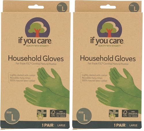 If You Care Latex Gloves,Large – – For Gardening,Dishwashing,Cleaning Kitchen and Bathroom-– 100% Cotton Lined,Reusable for Women and Men,Green,(Pack of 2) - size: 1 Count (Pack of 2)