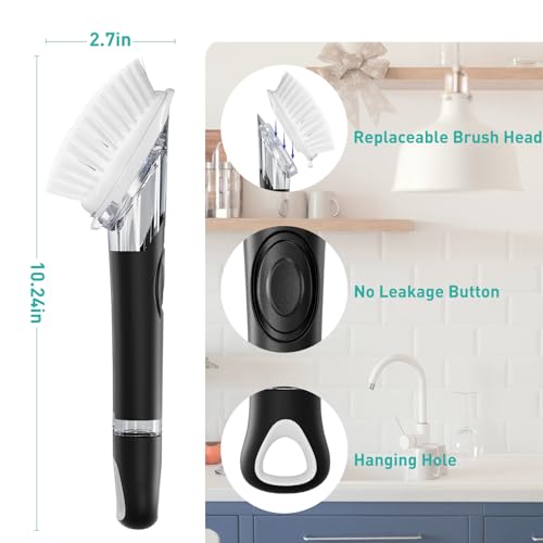 Soap Dispensing Dish Brush, Dish Scrub Brush with Soap Dispenser, Dish Soap Brush for Dishes, Pans, Sink, Pots - size: 1 Pack