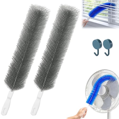 Bendable Microfiber Head, 2026 New Reusable Dust Remover Fan Blades Cleaner Brush, Multi Purpose Washable Brush for Electric Fans Air Conditioning, Home Car Vents, Curtain (2Pcs Gray) - color: 2pcs Gray