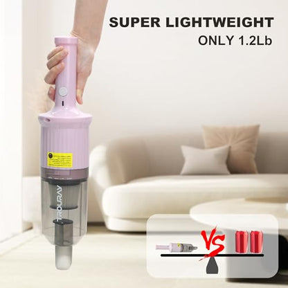 6-in-1 Rechargeable Household Stick Vacuum Cleaner, Convertible to Handheld, for All Kinds of Cleaning in Your Home on Hard Floors, Upholstery, Sofas, Cars (Pink) - color: Pink