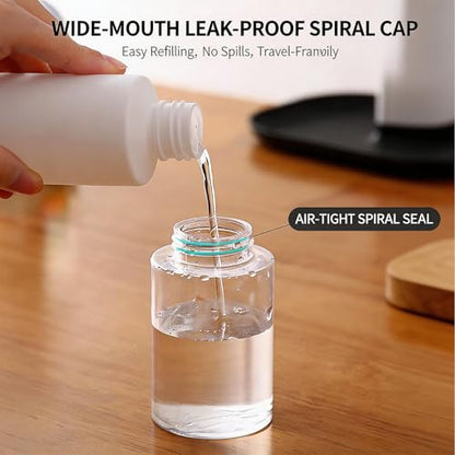 Refillable Press Pump Dispenser Bottle, Clear, Leak-Proof, Portable Reusable Travel Size for Makeup Remover, Toner, Nail Polish Remover,6.08oz(200ml)