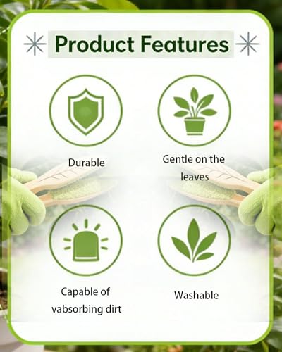 3-Piece Plant Leaf Cleaning Set, Includes 1 Microfiber Cleaning Tongs and 2 High-Density Dusting Gloves, Washable Reusable Houseplant Care Kit for Foliage, Window Blinds & Delicate Home Dusting