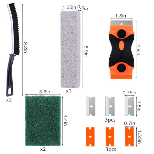 Palksky Heavy Duty Oven Cleaner Tools, Oven Cleaning Accessories, Oven Cleaning Kit with Crevice Cleaning Brush, Razor Blade Scraper, Pumice Stone, Cleaning Rags