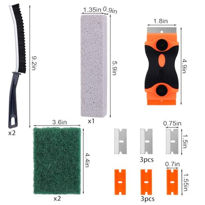 Palksky Heavy Duty Oven Cleaner Tools, Oven Cleaning Accessories, Oven Cleaning Kit with Crevice Cleaning Brush, Razor Blade Scraper, Pumice Stone, Cleaning Rags