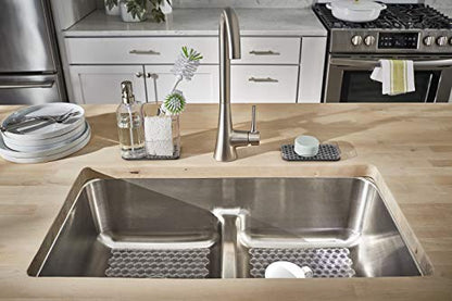 Spectrum Soap Dispenser with Sponge and Brush Holder for Kitchen Sink, Hexa Sink Organizer with Refillable Pump and Removable Base for Easy Cleaning