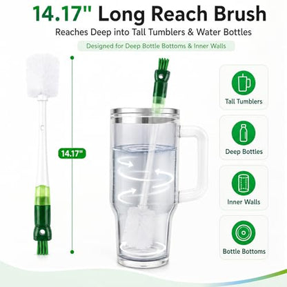5-in-1 Water Bottle Cleaner Brush Set - 7 Pack, 14.17" Long Narrow Bottle Brush & Straw Brushes, Compatible with Stanley Cups, Tumblers, Sports Bottles, Travel Mugs