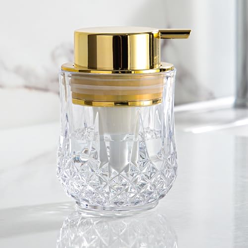 Foaming Soap Dispenser, Bathroom Hand Foam Soap Dispensers for Gold Pump,Glass Refillable Dish Soap Dispenser,Modern Home Soap Dispenser for Bathroom,Kitchen(Clear/Gold Poam Pump) - color: Gold Pump-foam