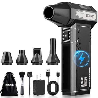 SDFM Compressed Air Duster - 180,000 RPM Electric Air Duster | with Brushless Motor, 3-Gear Adjustable Air Duster - for Keyboard, PC, Car, Air Bed, and Home Cleaning (X15)