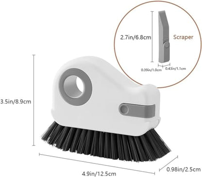2 in 1 Groove Cleaning Brush Window Track Cleaning Tools,Multifunction Hard Bristle Crevice Cleaning Brush with Hidden Scraper, Grout Cleaner Grip Brush for Sliding Door Track(White,1PCS)