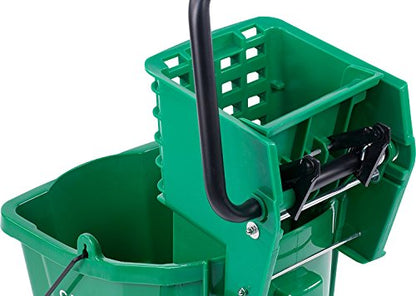 SPARTA Commercial Mop Bucket with Side Press Wringer, Floor Cleaning Essentials for Commercial and Home Use 26 Quart Capacity, 1 Count, Green - color: Green