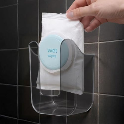 Flushable Wipes Dispenser Wall-Mounted Tissue Box Kitchen Wipes Storage Wipe Holder for Bathroom Bedroom Kitchen Toilet (Translucent Gray) - color: Transparent Gray