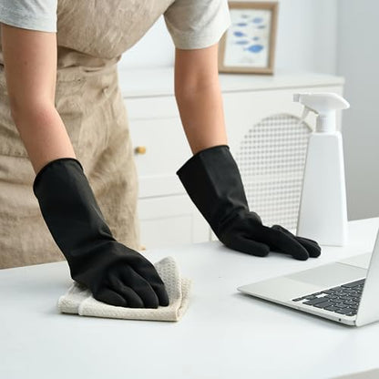 Bamllum 4 Pairs Black Rubber Dishwashing Gloves - Reusable Cleaning Gloves for Kitchen, Household, Anti-Slip, Flexible & Long-Lasting (X-Large) - size: X-Large