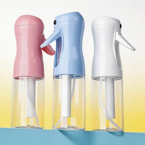 3Pcs Continuous Spray Bottles For Hair,Ultra Fine Mister for Hair Styling, Plants, Cleaning, Salon, Misting & Skin Care (200ml Blue+Pink+Clear) - color: 200ml Blue+Pink+Clear