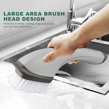 Soap Dispensing Dish Brush - Ergonomic Kitchen Scrub Brush with Soap Dispenser for Effortless Cleaning of Pots, Pans, Sinks & Bathtubs - Green/Gray - color: Gray