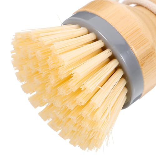 Gatuida Dish Cleaning Brush with Palm Scrubber Handle Gray Kitchen Scrub Brush for Stubborn Stains and Vegetable Washing for Pots